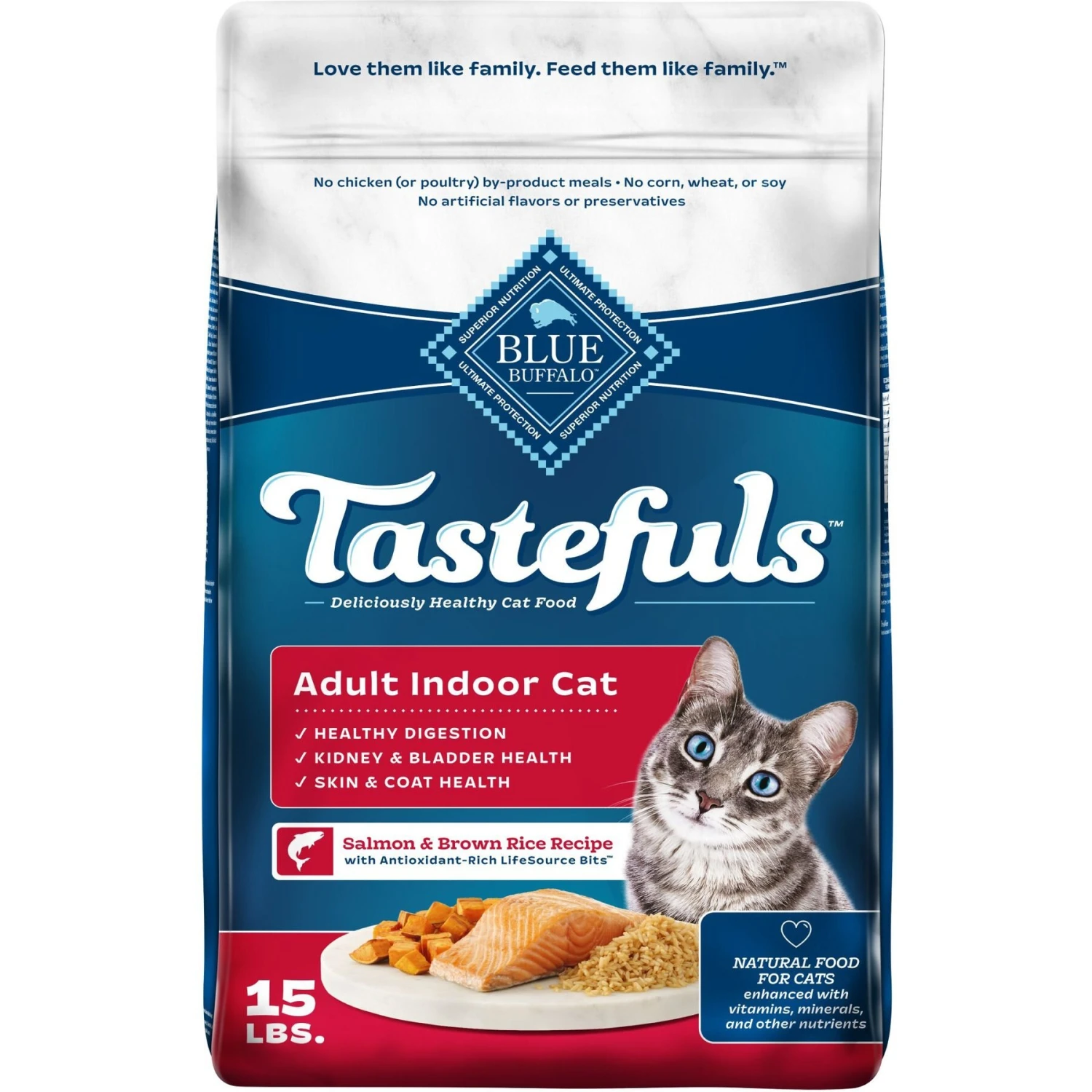Blue Buffalo Tastefuls Indoor Natural Salmon & Brown Rice Adult Dry Cat Food 3 Blue Buffalo Tastefuls Indoor Natural Salmon & Brown Rice Adult Dry Cat Food