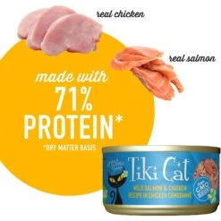 Tiki Cat Luau Wild Salmon & Chicken In Chicken Consomme Grain-Free Canned Cat Food -PurePet Bites Shop 49507 PT4. AC SS1800 V1702329474