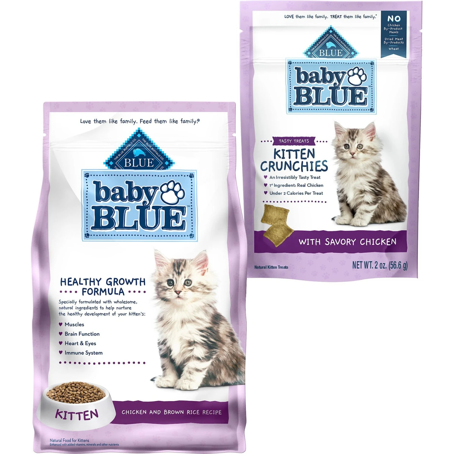 Blue Buffalo Baby Blue Healthy Growth Formula Natural Chicken & Brown Rice Recipe Kitten Dry Food & Blue Buffalo Baby Blue Savory Chicken Kitten Treats, 2-oz Bag 3 Blue Buffalo Baby Blue Healthy Growth Formula Natural Chicken & Brown Rice Recipe Kitten Dry Food & Blue Buffalo Baby Blue Savory Chicken Kitten Treats, 2-oz Bag