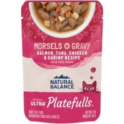 Natural Balance Platefulls Indoor Formula Salmon, Tuna, Chicken & Shrimp In Gravy Grain-Free Cat Food Pouches
