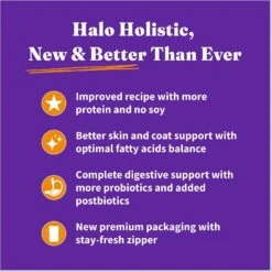 Halo Holistic Indoor Chicken Recipe Complete Digestive Health & Healthy Weight Support Adult Grain-Free Cage-Free Dry Cat Food -PurePet Bites Shop 51454 PT3. AC SS1800 V1676299341