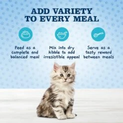 Blue Buffalo Baby Blue Healthy Growth Formula Natural Chicken & Brown Rice Recipe Kitten Dry Food & Blue Buffalo Baby Blue Healthy Growth Formula Natural Multi-Pack Chicken Recipe Kitten Wet Food, 3-oz Cans, 6 Count -PurePet Bites Shop 515054 PT4. AC SS1800 V1649349231