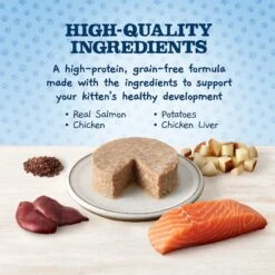 Blue Buffalo Baby Blue Healthy Growth Formula Grain-Free High Protein Chicken Recipe Kitten Wet Food, 3-oz Cans, Case Of 24 & Blue Buffalo Baby Blue Healthy Growth Formula Grain-Free High Protein Salmon Recipe Kitten Wet Food, 3-oz Cans, Case Of 24 -PurePet Bites Shop 515078 PT3. AC SS1800 V1649349819