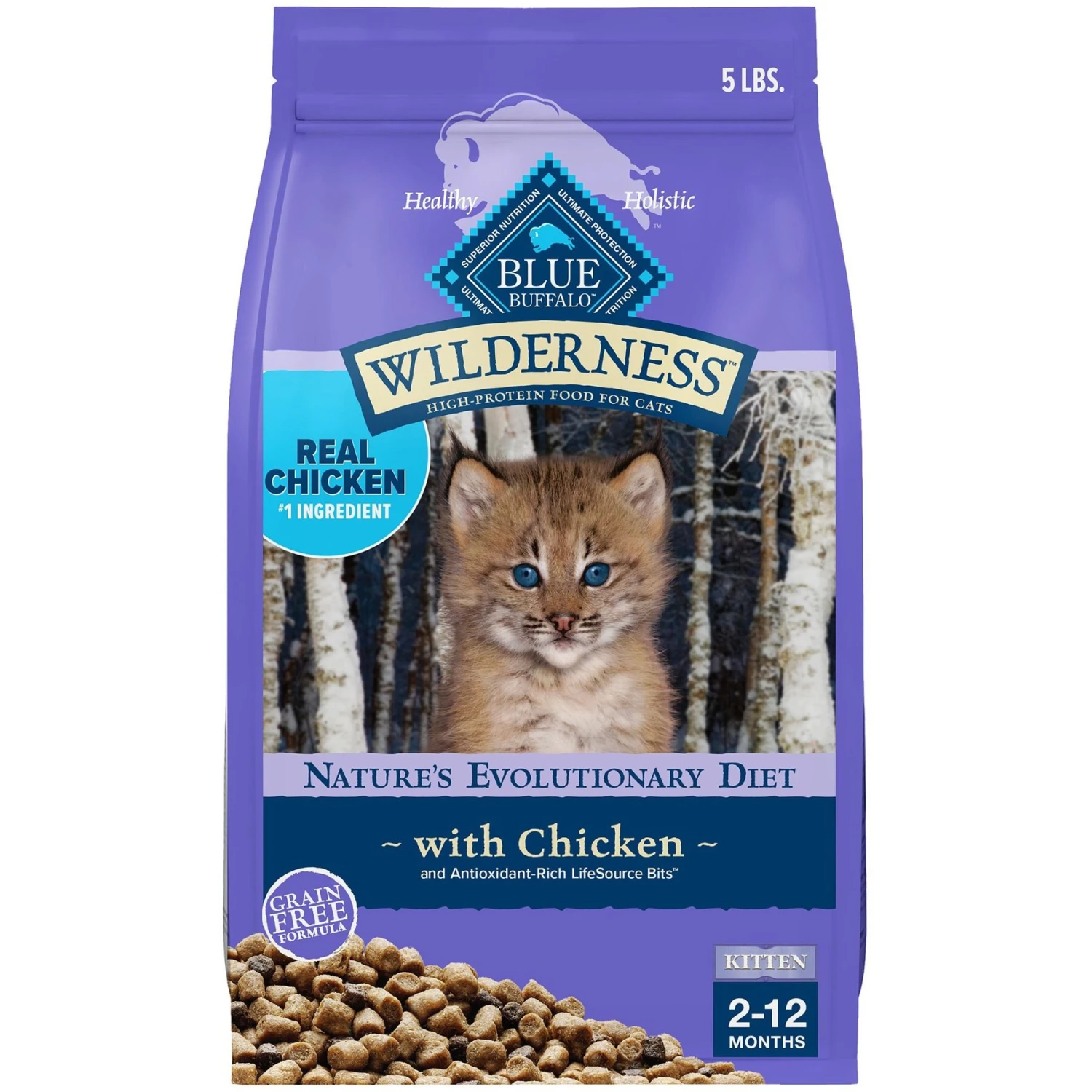 Blue Buffalo Wilderness High Protein Natural Grain-Free Chicken Kitten Dry Cat Food 3 Blue Buffalo Wilderness High Protein Natural Grain-Free Chicken Kitten Dry Cat Food