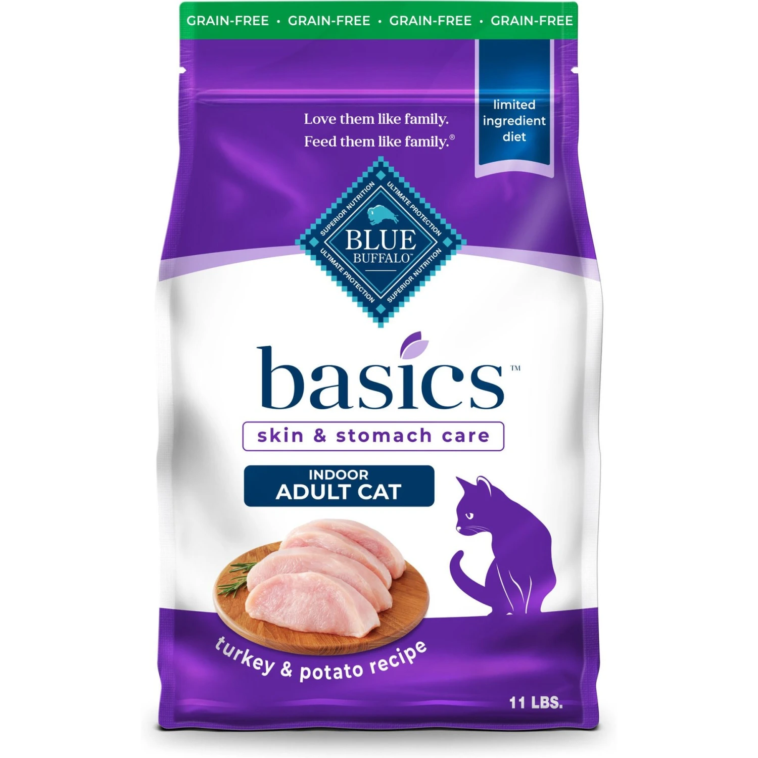Blue Buffalo Basics Skin & Stomach Care Grain-Free Turkey & Potato Recipe Indoor Adult Dry Cat Food 3 Blue Buffalo Basics Skin & Stomach Care Grain-Free Turkey & Potato Recipe Indoor Adult Dry Cat Food