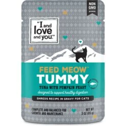 I And Love And You Feed Meow Tummy Tuna & Pumpkin Feast Grain-Free Chunks In Gravy Wet Cat Food, 3-oz Pouch, Case Of 24