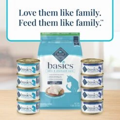 Blue Buffalo Basics Skin & Stomach Care Grain-Free Fish & Potato Entree Indoor Adult Canned Cat Food -PurePet Bites Shop 51733 PT8. AC SS1800 V1646258499