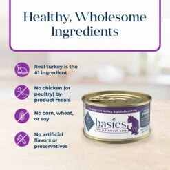 Blue Buffalo Basics Skin & Stomach Care Grain-Free Turkey & Potato Entree Indoor Adult Canned Cat Food -PurePet Bites Shop 51734 PT5. AC SS1800 V1646268999