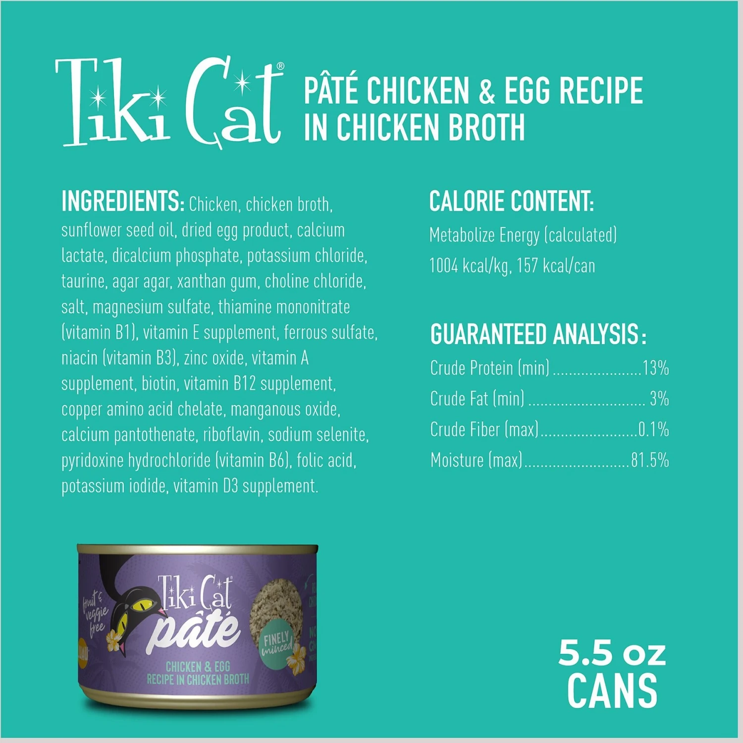 Tiki Cat Luau Chicken With Egg Pate Wet Cat Food 5 Tiki Cat Luau Chicken With Egg Pate Wet Cat Food - Image 3