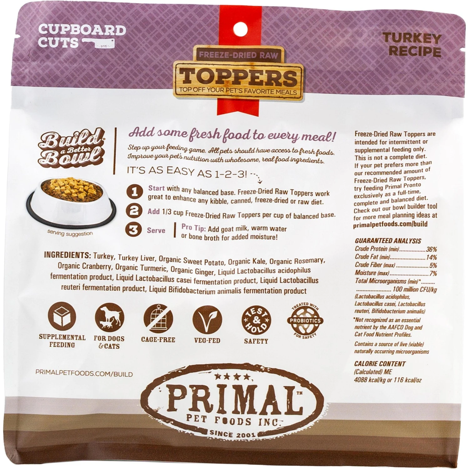 Primal Cupboard Cuts Turkey Grain-Free Freeze-Dried Raw Dog Food Topper 4 Primal Cupboard Cuts Turkey Grain-Free Freeze-Dried Raw Dog Food Topper - Image 2