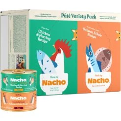 Made By Nacho Chicken, Herring & Salmon Variety Pack Grain-Free Pate Wet Cat Food, 3-oz Can, Case Of 12 -PurePet Bites Shop 554934 PT1. AC SS1800 V1699025494