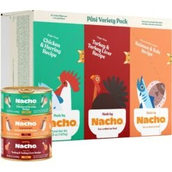 Made By Nacho Chicken, Herring, Salmon & Turkey Variety Pack Grain-Free Pate Wet Cat Food, 5.5-oz Can, Case Of 12 -PurePet Bites Shop 554950 PT1. AC SS1800 V1696540962