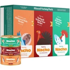 Made By Nacho Chicken, Herring, Salmon & Turkey Variety Pack Minced Wet Cat Food, 5.5-oz Can, Case Of 12 -PurePet Bites Shop 554982 PT1. AC SS1800 V1698177158