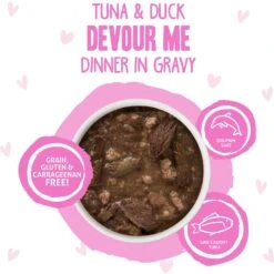 BFF Tuna & Duck Devour Me Dinner In Gravy Wet Cat Food Pouches -PurePet Bites Shop 59063 PT2. AC SS1800 V1644919584