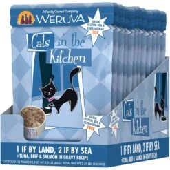 Weruva Cats In The Kitchen Mack, Jack & Sam Salmon, Mackerel & Tuna Recipe Grain-Free Cat Food Pouches & Weruva Cats In The Kitchen 1 If By Land, 2 If By Sea Tuna, Beef & Salmon Recipe Grain-Free Cat Food Pouches -PurePet Bites Shop 611406 PT5. AC SS1800 V1661530191