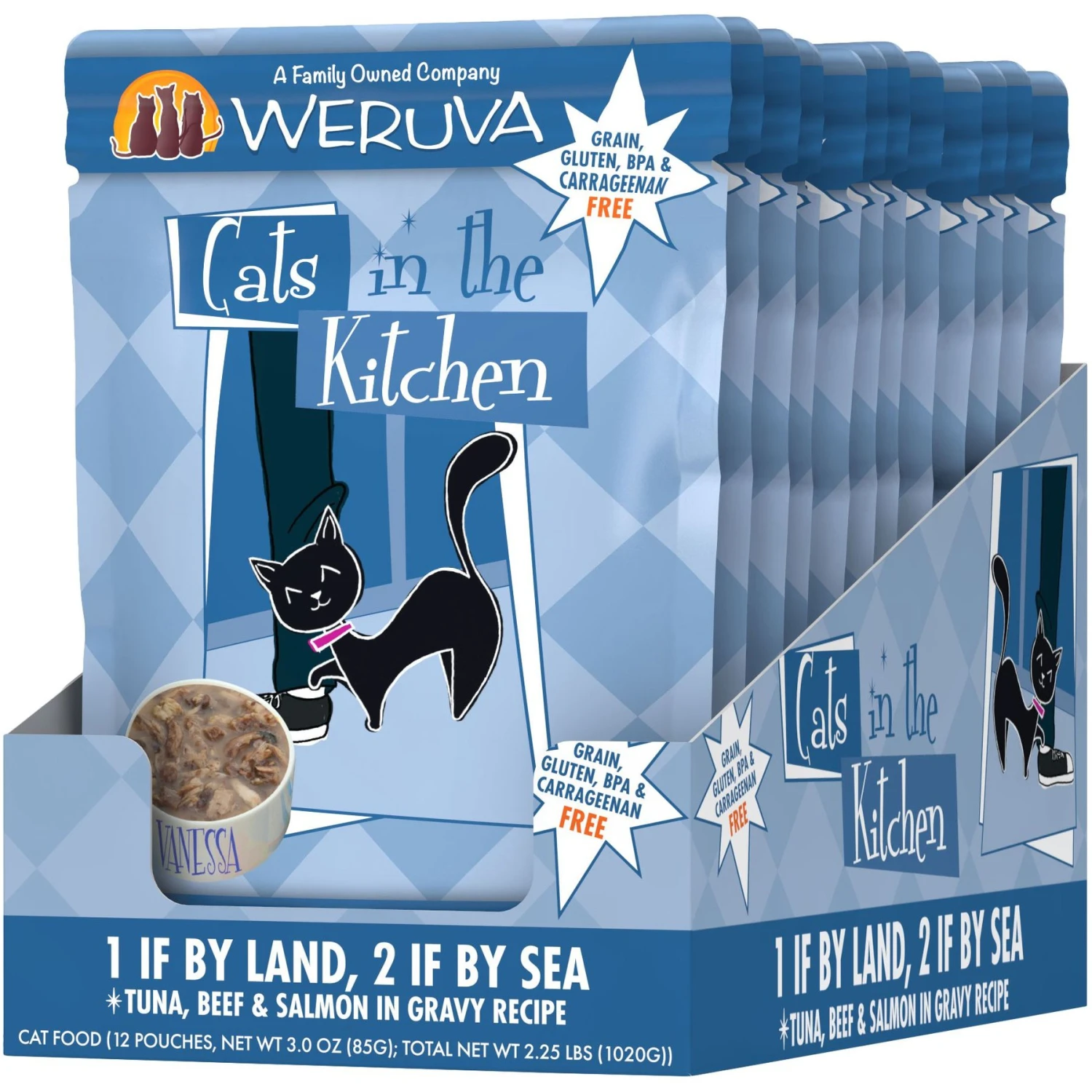 Weruva Cats In The Kitchen 1 If By Land, 2 If By Sea Tuna, Beef & Salmon Recipe Grain-Free Cat Food Pouches & Weruva Cats In The Kitchen Love Me Tender Chicken & Duck Recipe Grain-Free Cat Food Pouches 4 Weruva Cats In The Kitchen 1 If By Land, 2 If By Sea Tuna, Beef & Salmon Recipe Grain-Free Cat Food Pouches & Weruva Cats In The Kitchen Love Me Tender Chicken & Duck Recipe Grain-Free Cat Food Pouches - Image 2