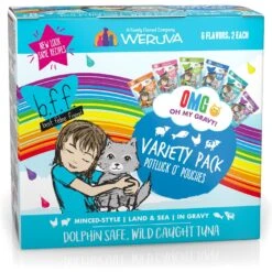 Weruva Cats In The Kitchen Pantry Party Variety Pack Grain-Free Cat Food, 3-oz Pouch, Case Of 12 & BFF OMG Potluck O' Pouches Variety Pack Grain-Free Cat Food Pouches -PurePet Bites Shop 611622 PT5. AC SS1800 V1661528753