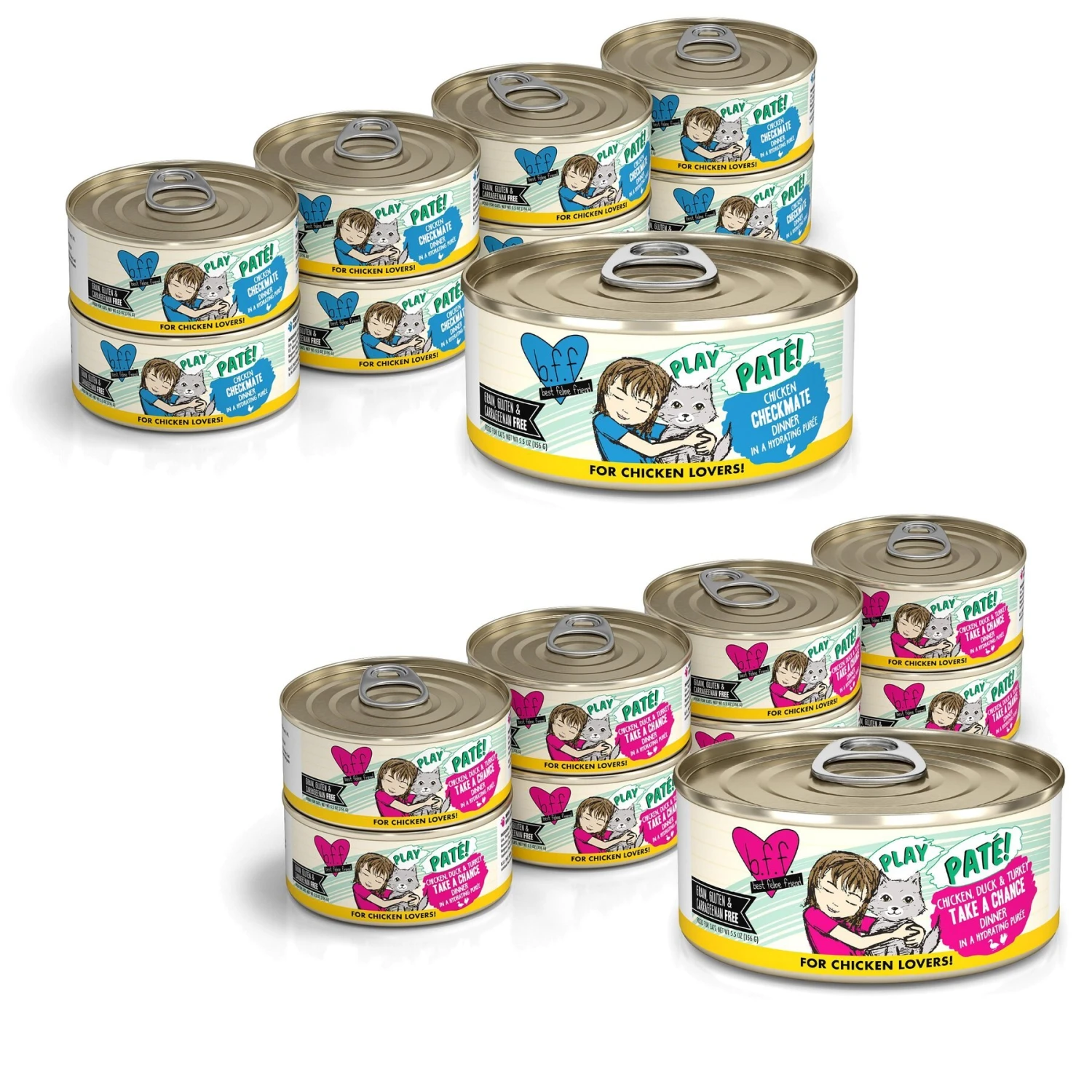 BFF Play Pate Lovers Chicken, Duck & Turkey Take A Chance Wet Cat Food & BFF Play Pate Lovers Chicken Checkmate Wet Cat Food 3 BFF Play Pate Lovers Chicken, Duck & Turkey Take A Chance Wet Cat Food & BFF Play Pate Lovers Chicken Checkmate Wet Cat Food