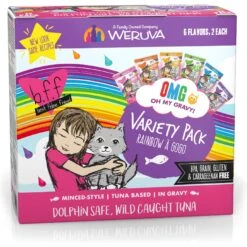 BFF Rainbow A Gogo Variety Pack Wet Cat Food Pouches, 3-oz, Case Of 12 & BFF OMG Rainbow Road Variety Pack Grain-Free Canned Cat Food -PurePet Bites Shop 611798 PT1. AC SS1800 V1661547888