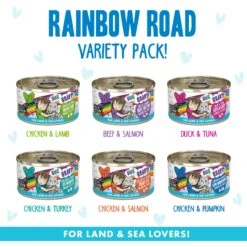 BFF Rainbow A Gogo Variety Pack Wet Cat Food Pouches, 3-oz, Case Of 12 & BFF OMG Rainbow Road Variety Pack Grain-Free Canned Cat Food -PurePet Bites Shop 611798 PT6. AC SS1800 V1661548431