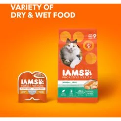 Iams ProActive Health Adult Hairball Care With Chicken & Salmon Dry Cat Food -PurePet Bites Shop 62991 PT8. AC SS1800 V1609949891