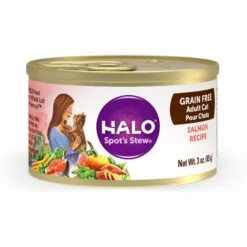 Halo Adult Grain-Free Pate Chicken Recipe In Broth Wet Cat Food & Halo Salmon Stew Grain-Free Adult Canned Cat Food -PurePet Bites Shop 630262 PT5. AC SS1800 V1663019899