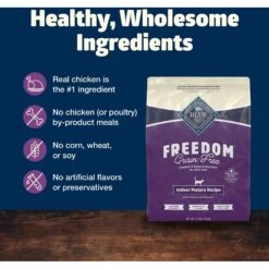 Blue Buffalo Freedom Indoor Mature Chicken Recipe Grain-Free Dry Cat Food -PurePet Bites Shop 64713 PT5. AC SS1800 V1649130683