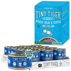 Tiny Tiger Chunks In EXTRA Gravy Tuna Recipe Grain-Free Canned Cat Food & Tiny Tiger, Lickables, Variety Pack, Bisque Cat Treat & Topper