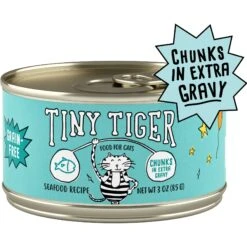 Tiny Tiger Chunks In EXTRA Gravy Seafood Recipe Grain-Free Canned Cat Food & Tiny Tiger, Lickables, Variety Pack, Bisque Cat Treat & Topper -PurePet Bites Shop 652726 PT1. AC SS1800 V1664899378