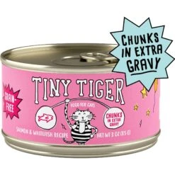 Tiny Tiger Chunks In EXTRA Gravy Salmon & Whitefish Recipe Grain-Free Canned Cat Food & Tiny Tiger, Lickables, Variety Pack, Bisque Cat Treat & Topper -PurePet Bites Shop 652742 PT1. AC SS1800 V1664900092