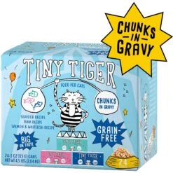 Tiny Tiger Chunks In Gravy Seafood Recipes Variety Pack Grain-Free Canned Cat Food & Tiny Tiger Lickables, Senior Formula, Tuna & Chicken Recipe, Bisque Cat Treat & Topper -PurePet Bites Shop 652934 PT1. AC SS1800 V1664899972