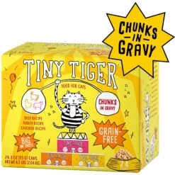 Tiny Tiger Chunks In Gravy Beef & Poultry Recipes Variety Pack Grain-Free Canned Cat Food & Tiny Tiger Lickables, Senior Formula, Tuna & Chicken Recipe, Bisque Cat Treat & Topper -PurePet Bites Shop 653134 PT1. AC SS1800 V1664898391