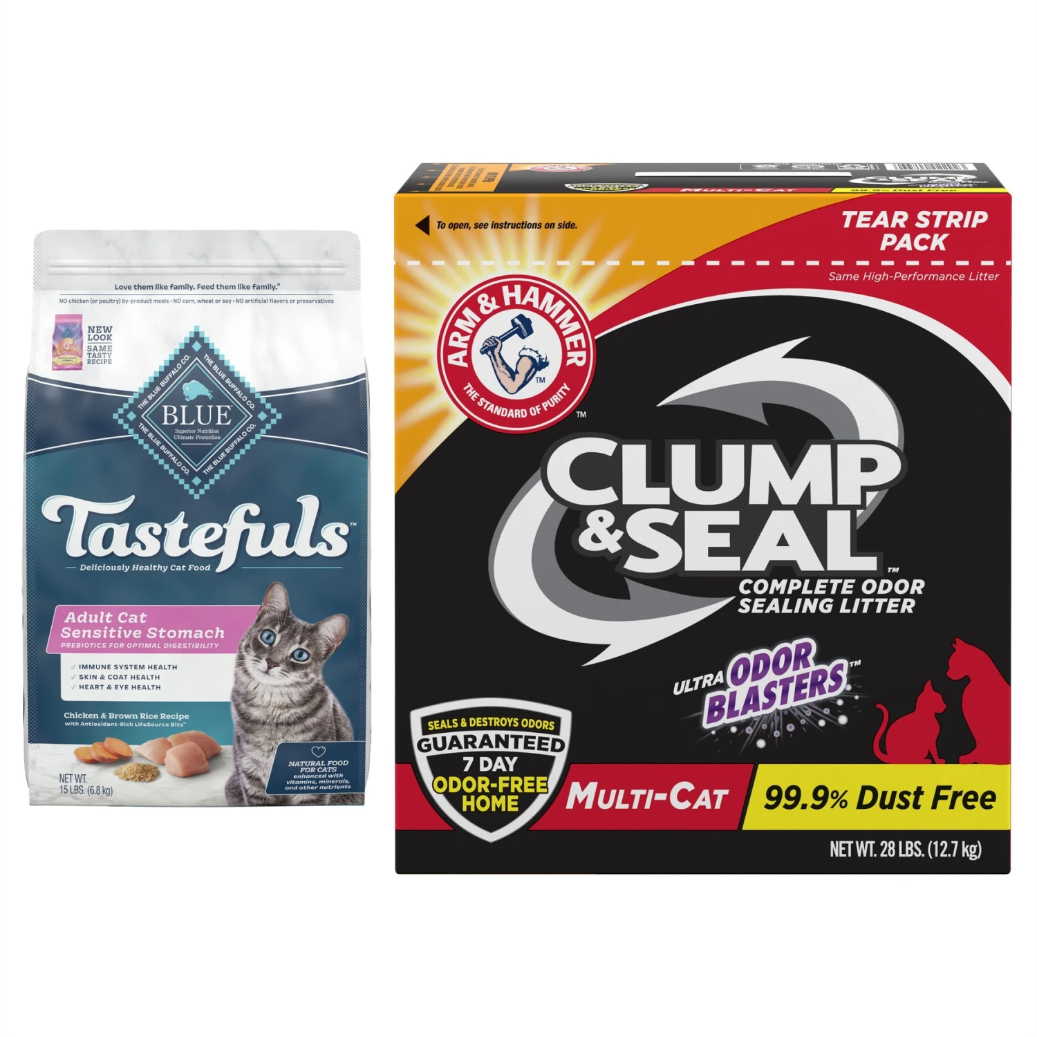 Blue Buffalo Tastefuls Sensitive Stomach Natural Chicken Adult Dry Cat Food & Arm & Hammer Litter Clump & Seal Multi-Cat Scented Clumping Clay Cat Litter 3 Blue Buffalo Tastefuls Sensitive Stomach Natural Chicken Adult Dry Cat Food & Arm & Hammer Litter Clump & Seal Multi-Cat Scented Clumping Clay Cat Litter