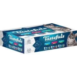 Blue Buffalo Tastefuls Chicken, Turkey & Chicken & Ocean Fish & Tuna Entrées Variety Pack Pate Wet Cat Food, 5.5-oz Can, Case Of 12 & Blue Buffalo Tastefuls Tuna, Chicken, Fish & Shrimp Entrées Variety Pack Flaked Wet Cat Food -PurePet Bites Shop 662598 PT5. AC SS1800 V1667332413