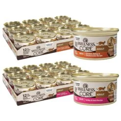 Wellness CORE Grain-Free Chicken, Turkey & Chicken Liver Formula Canned Cat Food & Wellness CORE Natural Grain-Free Turkey & Duck Pate Canned Cat Food