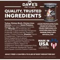 Dave's Pet Food Naturally Healthy Grain-Free Turkey Formula Canned Cat Food -PurePet Bites Shop 66734 PT5. AC SS1800 V1549556521