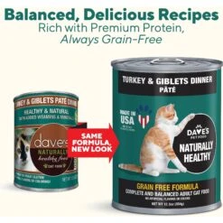 Dave's Pet Food Naturally Healthy Grain-Free Turkey & Giblets Dinner Canned Cat Food -PurePet Bites Shop 66738 PT1. AC SS1800 V1458753758