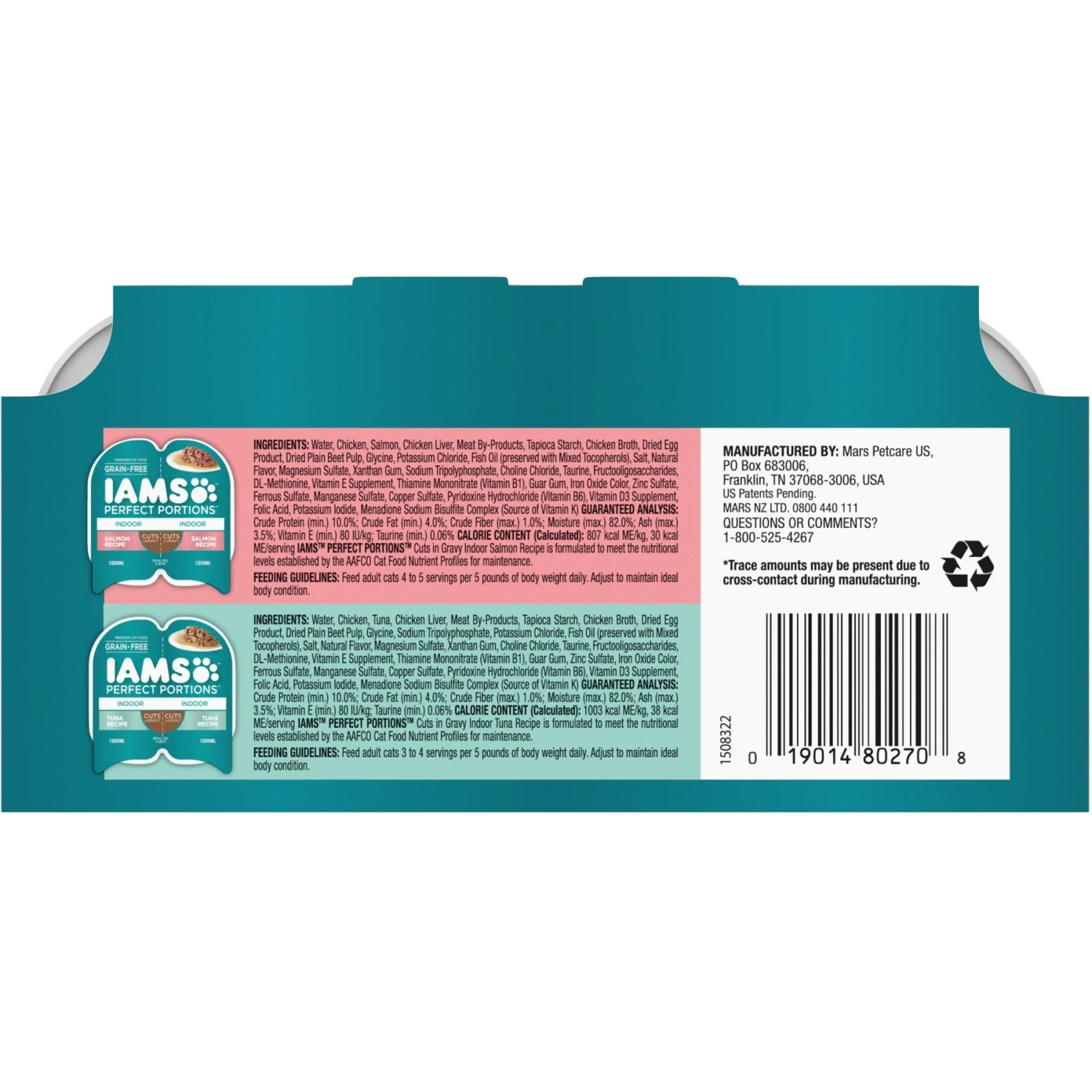 Iams Perfect Portions Indoor Tuna & Salmon Recipe Grain-Free Cuts In Gravy Variety Pack Adult Wet Cat Food Trays & PrettyLitter Health Monitoring Cat Litter 5 Iams Perfect Portions Indoor Tuna & Salmon Recipe Grain-Free Cuts In Gravy Variety Pack Adult Wet Cat Food Trays & PrettyLitter Health Monitoring Cat Litter - Image 3