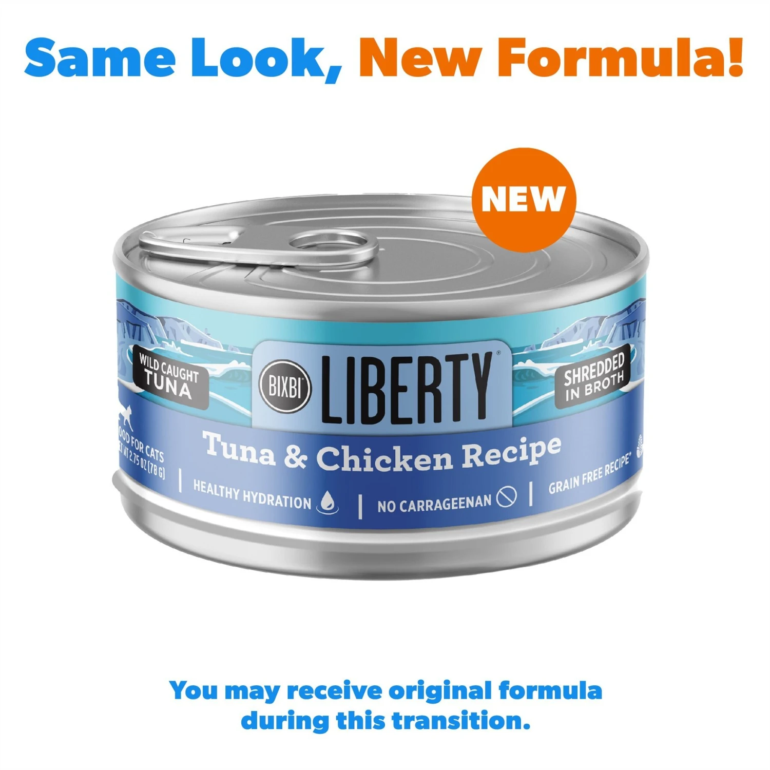 BIXBI Liberty Tuna & Chicken Recipe In Broth Grain-Free Wet Cat Food, 2.75-oz Can, Case Of 24 4 BIXBI Liberty Tuna & Chicken Recipe In Broth Grain-Free Wet Cat Food, 2.75-oz Can, Case Of 24 - Image 2