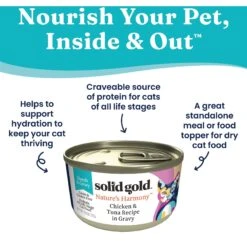 Solid Gold Nature's Harmony Chicken & Tuna Recipe In Gravy Grain-Free Wet Cat Food, 2.8-oz Can, 24 Count -PurePet Bites Shop 739126 PT2. AC SS1800 V1670945717