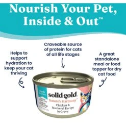 Solid Gold Nature's Harmony Chicken & Mackerel Recipe In Gravy Grain-Free Wet Cat Food, 2.8-oz Can, 24 Count 11 Solid Gold Nature's Harmony Chicken & Mackerel Recipe In Gravy Grain-Free Wet Cat Food, 2.8-oz Can, 24 Count -PurePet Bites Shop 739174 PT2. AC SS1800 V1670946855