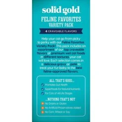 Solid Gold Feline Favorites Variety Pack Grain-Free Wet Cat Food, 3-oz Can, Case Of 12 -PurePet Bites Shop 739190 PT7. AC SS1800 V1684874445