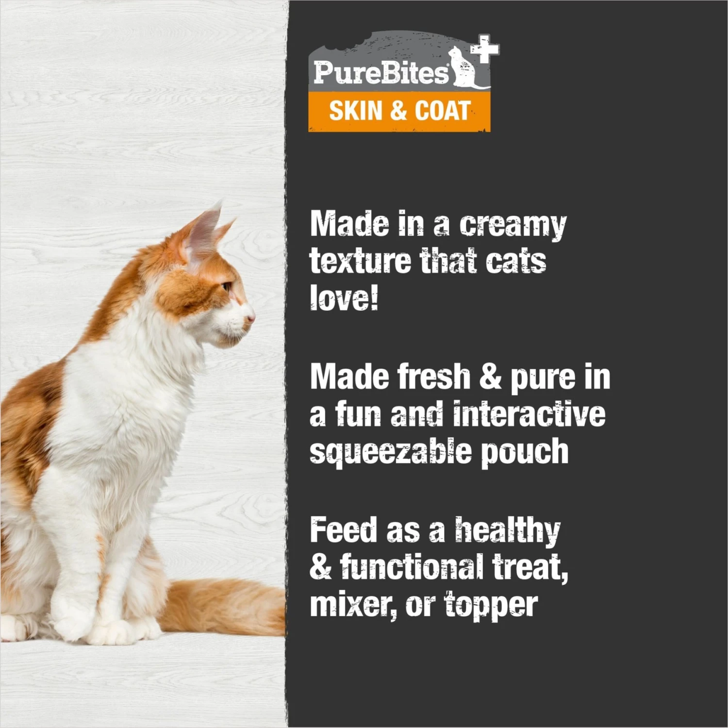 PureBites Plus Squeezables- Skin & Coat Cat Food Toppings 6 PureBites Plus Squeezables- Skin & Coat Cat Food Toppings - Image 4