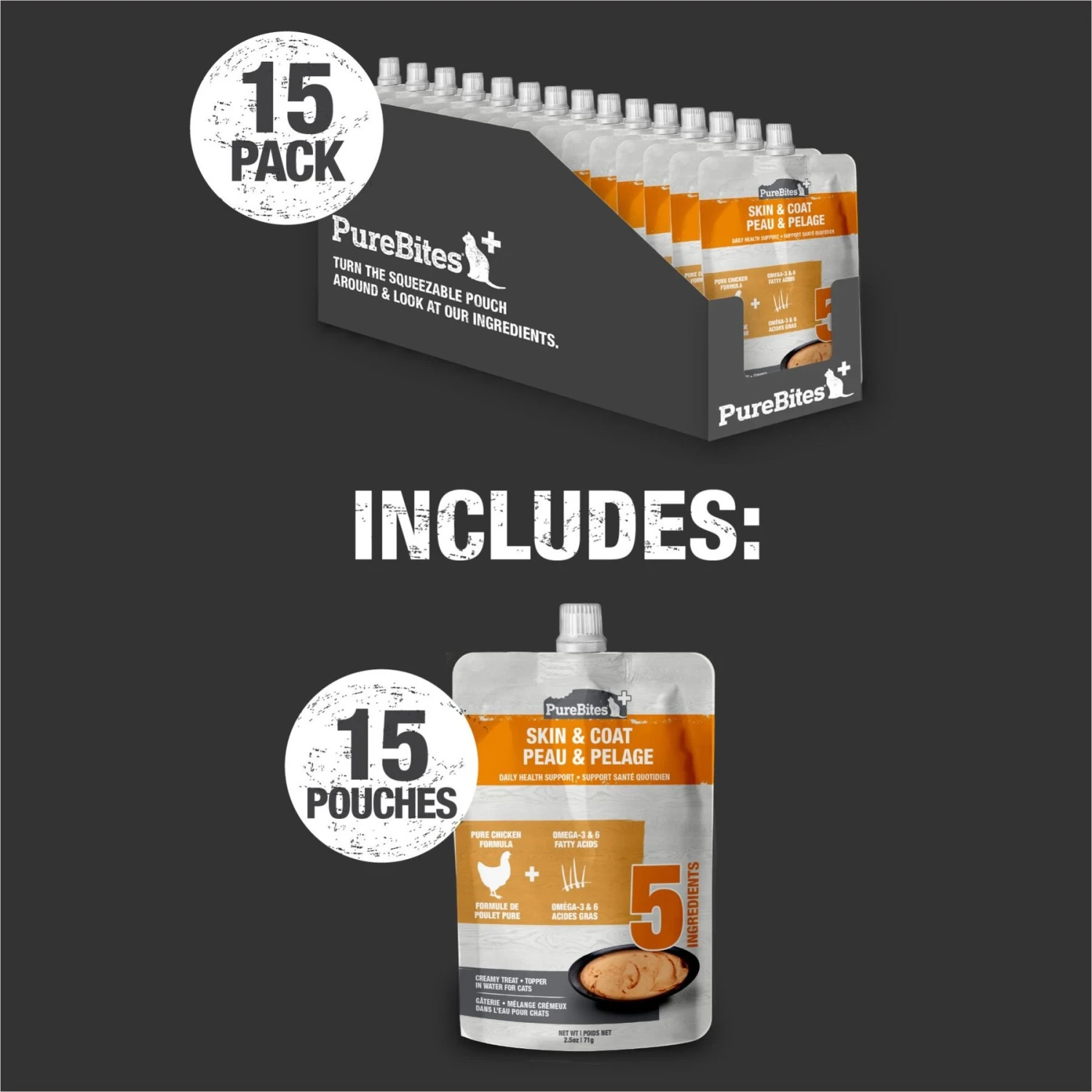 PureBites Plus Squeezables- Skin & Coat Cat Food Toppings 8 PureBites Plus Squeezables- Skin & Coat Cat Food Toppings - Image 6