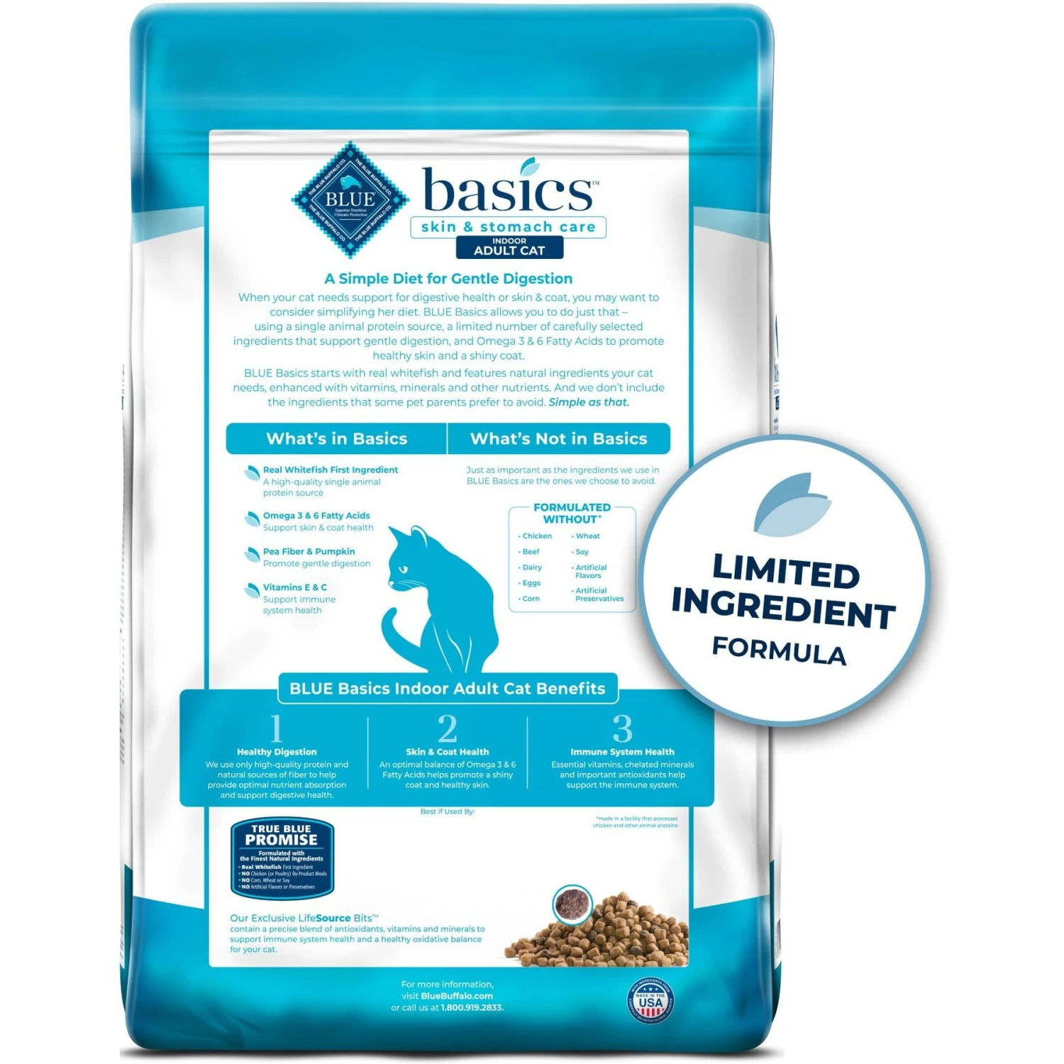 Blue Buffalo Basics Skin & Stomach Care Grain-Free Formula Fish & Potato Indoor Adult Dry Cat Food 4 Blue Buffalo Basics Skin & Stomach Care Grain-Free Formula Fish & Potato Indoor Adult Dry Cat Food - Image 2