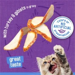 Friskies Savory Shreds With Turkey & Giblets In Gravy Canned Cat Food -PurePet Bites Shop 76358 PT3. AC SS1800 V1700160763