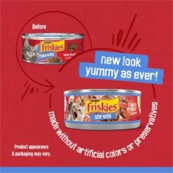 Friskies Savory Shreds With Beef In Gravy Canned Cat Food -PurePet Bites Shop 76362 PT1. AC SS1800 V1700162621