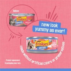 Friskies Savory Shreds With Salmon In Sauce Canned Cat Food -PurePet Bites Shop 76366 PT1. AC SS1800 V1700158093