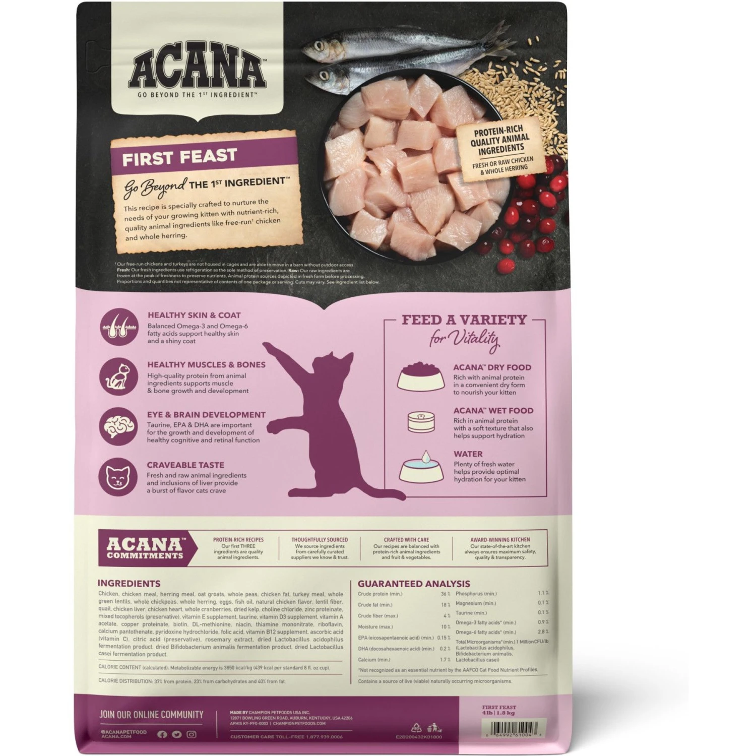 ACANA Chicken + Tuna Recipe In Bone Broth Grain-Free Wet Kitten Food, 3-oz Can, Case Of 24 & ACANA First Feast High-Protein Kitten Dry Cat Food, 4-lb Bag 9 ACANA Chicken + Tuna Recipe In Bone Broth Grain-Free Wet Kitten Food, 3-oz Can, Case Of 24 & ACANA First Feast High-Protein Kitten Dry Cat Food, 4-lb Bag - Image 7