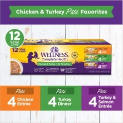 Wellness Complete Health Poultry Favorites Variety Pack Grain-Free Wet Cat Food, 5.5-oz Can, Case Of 12 -PurePet Bites Shop 779406 PT1. AC SS1800 V1676653188